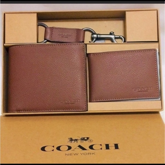 NWT Coach Men’s Brown 3 in 1 boxed Wallet Gift set - Picture 7 of 7